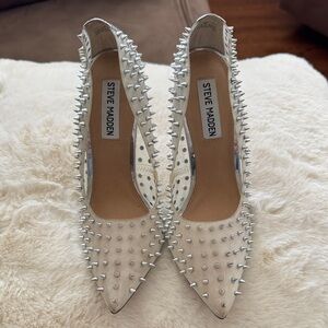 Steve Madden Silver Spiked Heels
